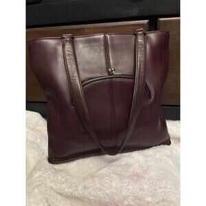 GORGEOUS Coach Bonnie Cashin era oxblood burgundy tote purse metal plate creed